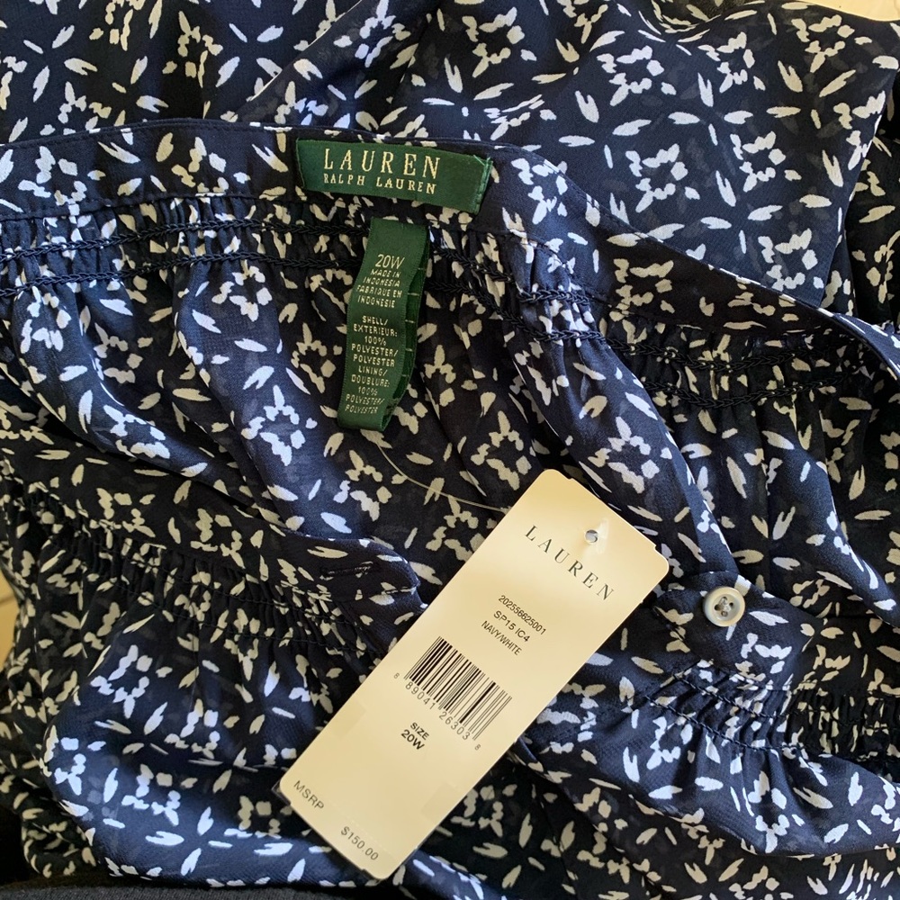 Lauren Ralph Lauren Printed Georgette Dress Sz 20W - Picture 7 of 8